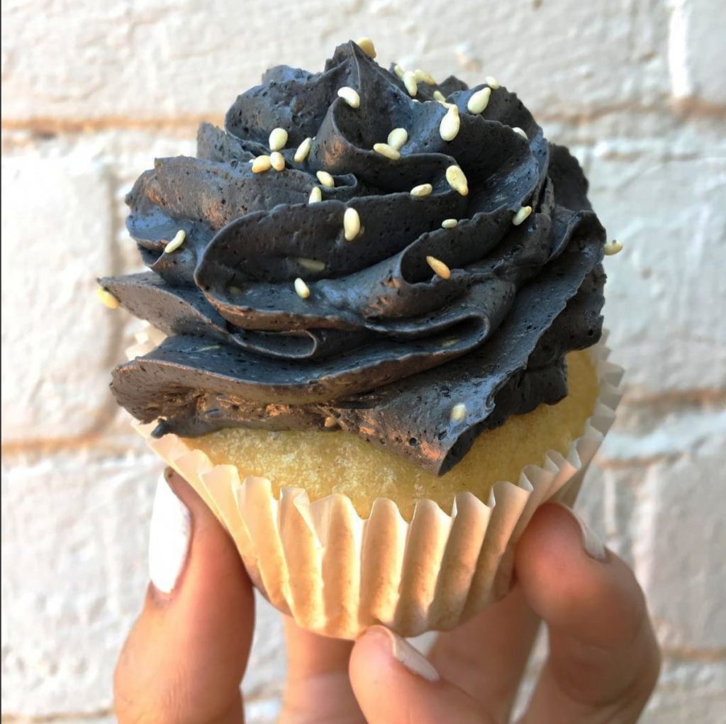 Charcoal and Black Sesame cupcake at CutiePie Cupcakes